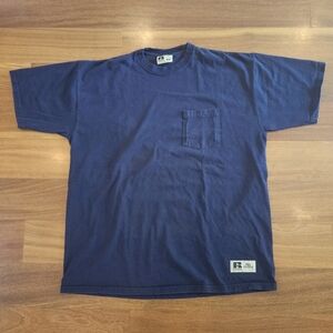 Vintage Russell Athletic T-shirt  Mens XL Blue Pro Cotton 90s Y2K Boxy Pocket